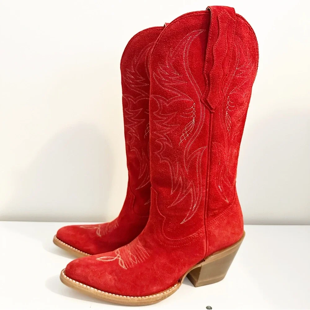 IDYLLWIND WOMEN'S CHARMED LIFE SUEDE WESTERN BOOTS - ROUND TOE RED - Picture 4 of 10
